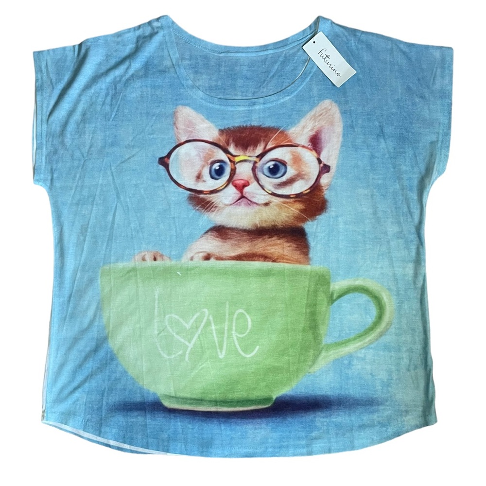 Cute Kitten In Mug Graphic T